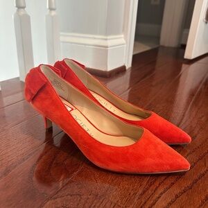 Sole Society Red Suede Heels with Pointed Toe